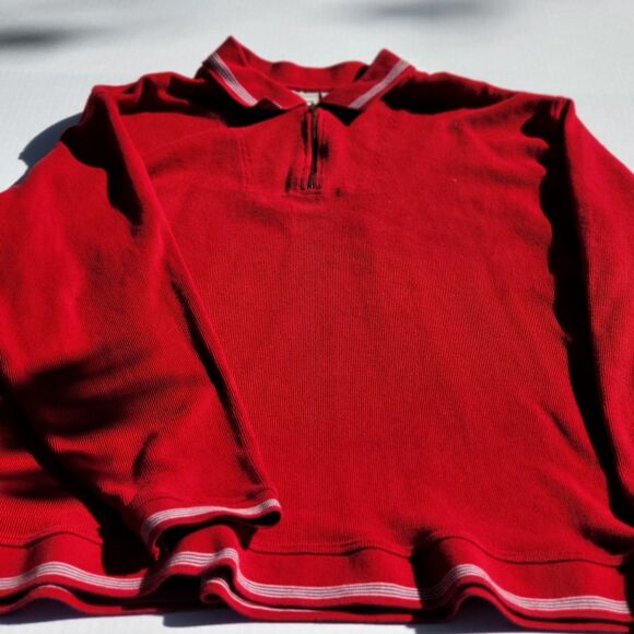 L.L. Bean 1/4 zip sweater mens XL Xlarge maroon red cotton cashmere blend 275298 - Picture 8 of 10